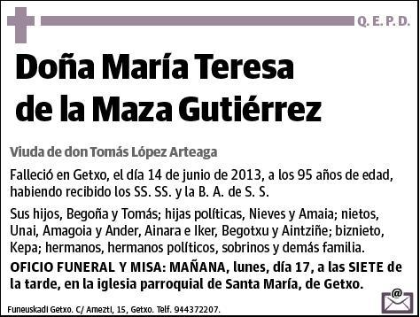 DE LA MAZA GUTIERREZ,MARIA TERESA