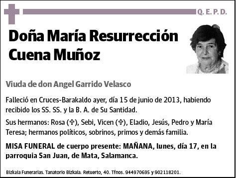 CUENA MUÑOZ,MARIA RESURRECCION