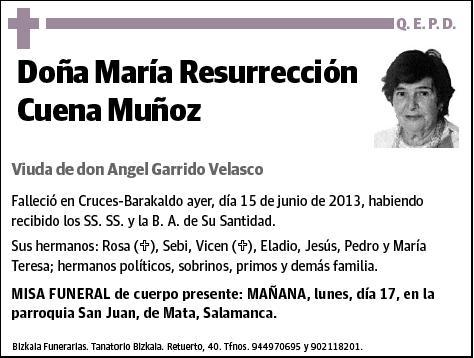 CUENA MUÑOZ,MARIA RESURRECCION