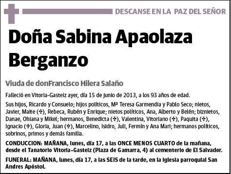 APAOLAZA BERGANZO,SABINA