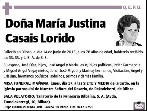 CASAIS LORIDO,MARIA JUSTINA