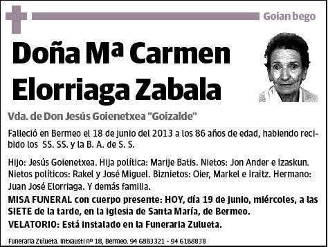 ELORRIAGA ZABALA,Mª CARMEN