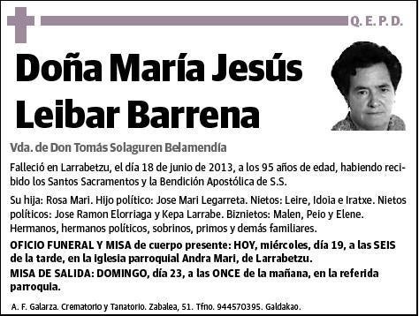 LEIBAR BARRENA,MARIA JESUS