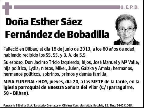 SAEZ FERNANDEZ DE BOBADILLA,ESTHER