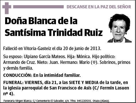 DE LA SANTISIMA TRINIDAD RUIZ,BLANCA