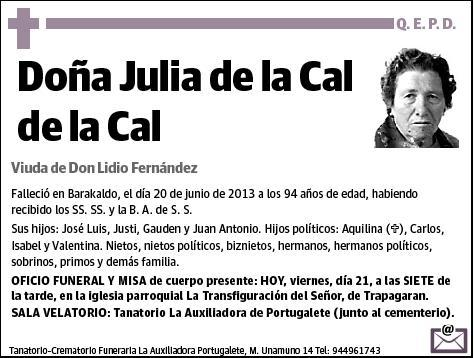 DE LA CAL DE LA CAL,JULIA