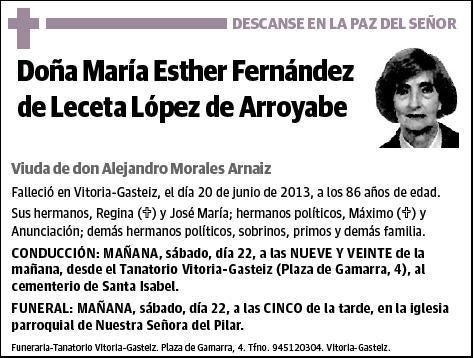 FERNANDEZ DE LECETA LOPEZ DE ARROYABE,MARIA ESTHER