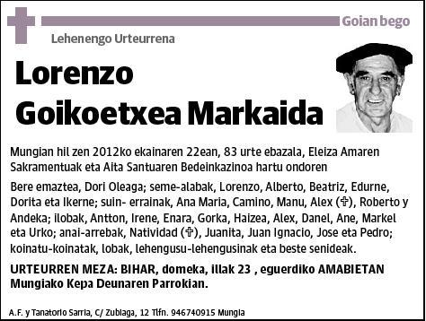 GOIKOETXEA MARKAIDA,LORENZO