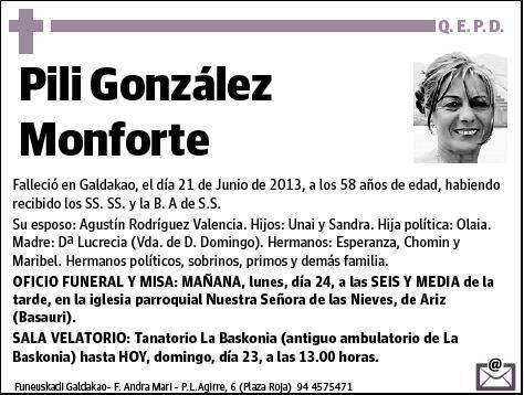 GONZALEZ MONFORTE,PILI