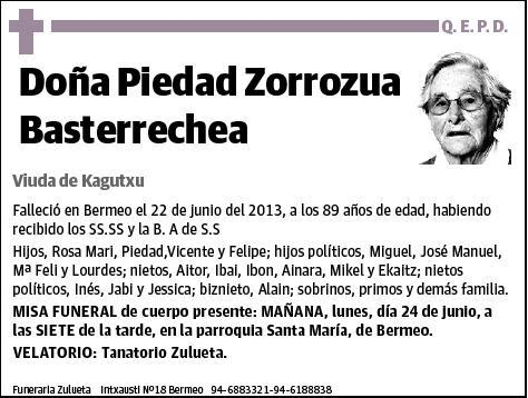 ZORROZUA BASTERRECHEA,PIEDAD