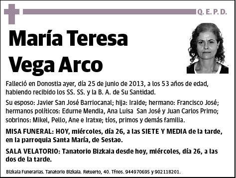 VEGA ARCO,MARIA TERESA