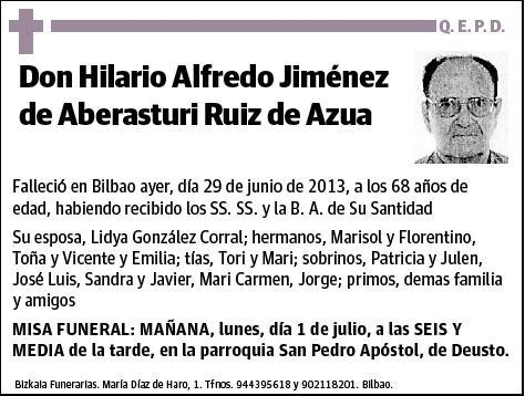 JIMENEZ DE ABERASTURI RUIZ DE AZUA,HILARIO ALFREDO