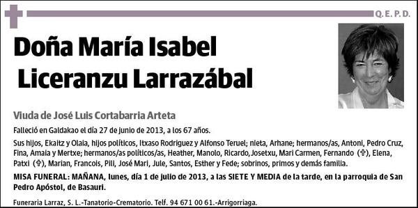 LICERANZU LARRAZABAL,MARIA ISABEL