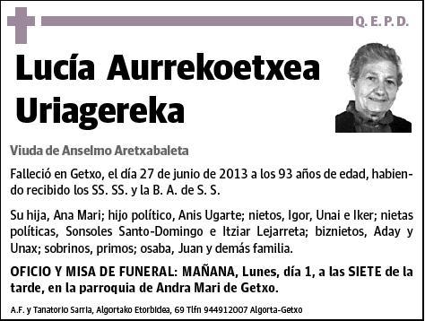 AURREKOETXEA URIAGEREKA,LUCIA