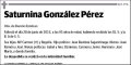 GONZALEZ PEREZ,SATURNINA