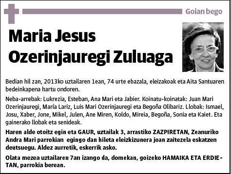 OZERINJAUREGI ZULUAGA,MARIA JESUS