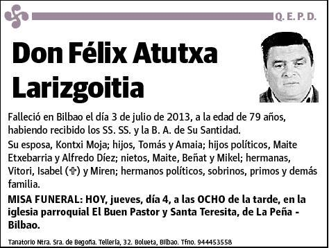 ATUTXA LARIZGOITIA,FELIX