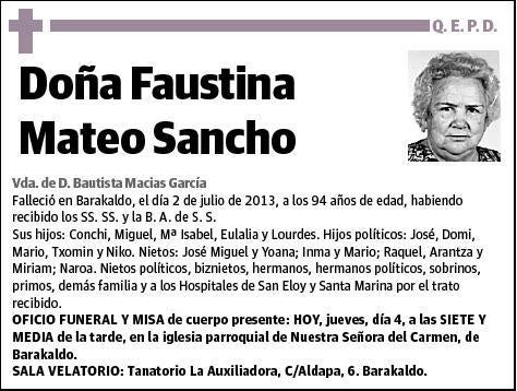 MATEO SANCHO,FAUSTINA