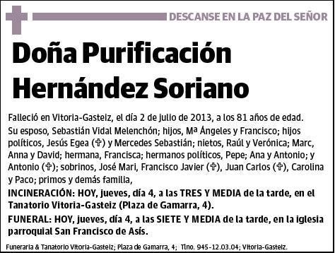 HERNANDEZ SORIANO,PURIFICACION