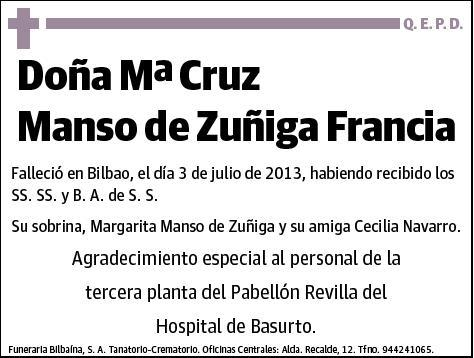 MANSO DE ZUÑIGA FRANCIA,Mº CRUZ