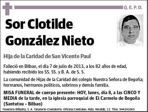 GONZALEZ NIETO,SOR CLOTILDE