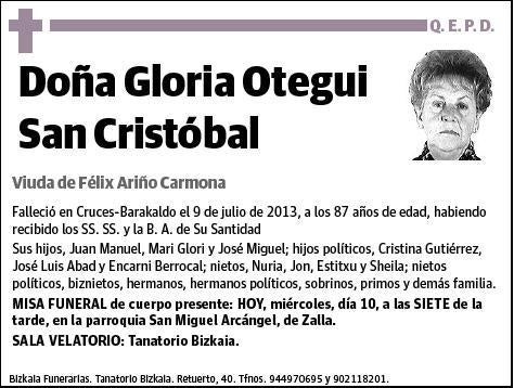 OTEGUI SAN CRISTOBAL,GLORIA