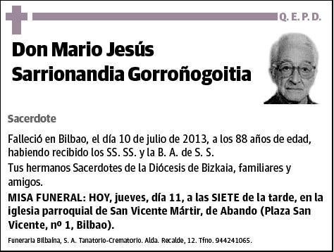 SARRIONANDIA GORROÑOGOITIA,MARIO JESUS