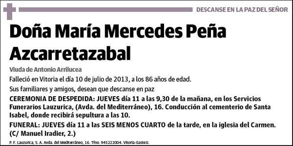 PEÑA AZCARRETAZABAL,MARIA MERCEDES