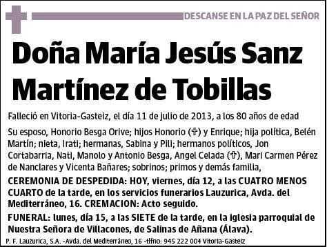 SANZ MARTINEZ DE TOBILLAS,MARIA JESUS