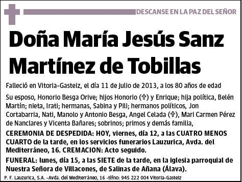 SANZ MARTINEZ DE TOBILLAS,MARIA JESUS