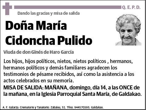 CIDONCHA PULIDO,MARIA