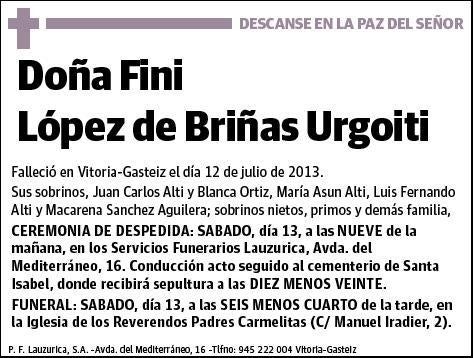 LOPEZ DE BRIÑAS URGOITI,FINI