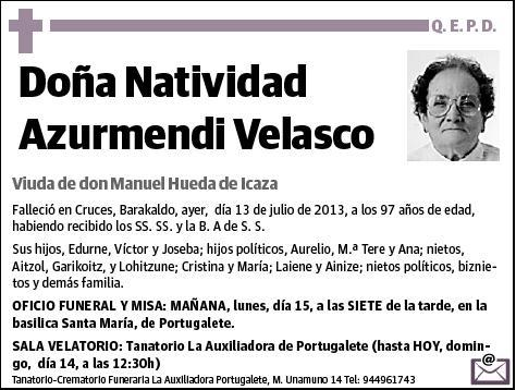 AZURMENDI VELASCO,NATIVIDAD