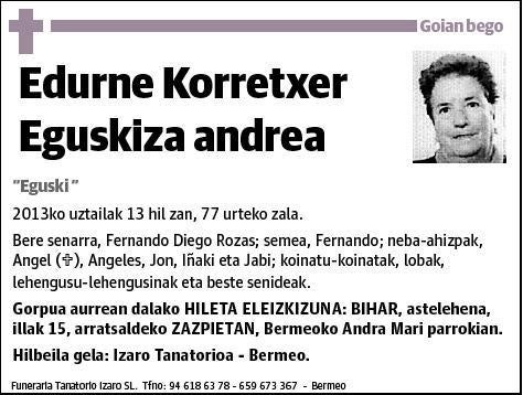 KORRETXER EGUSKIZA,EDURNE