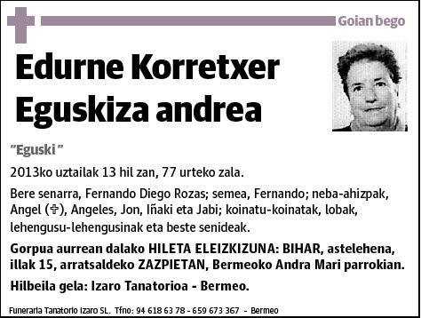 KORRETXER EGUSKIZA,EDURNE