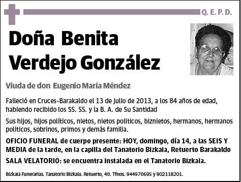 VERDEJO GONZALEZ,BENITA