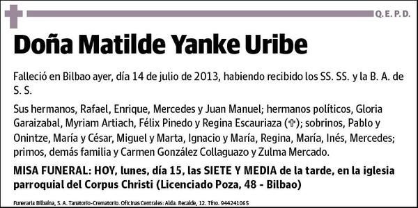 YANKE URIBE,MATILDE