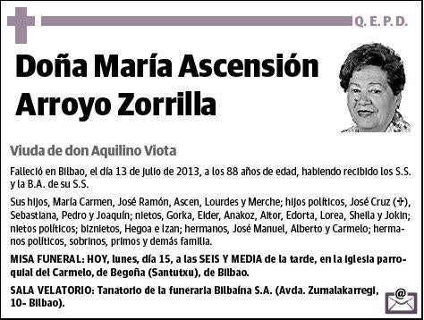 ARROYO ZORRILLA,MARIA ASCENSION