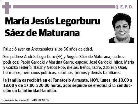 LEGORBURU SAEZ DE MATURANA,MARIA JESUS