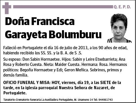 GARAYETA BOLUMBURU,FRANCISCA