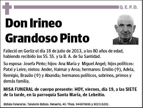 GRANDOSO PINTO,IRINEO