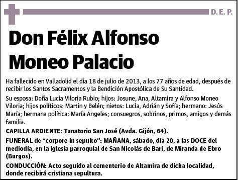 MONEO PALACIO,FELIX ALFONSO