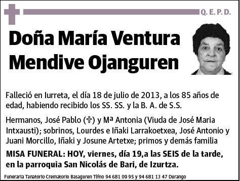 MENDIVE OJANGUREN,MARIA VENTURA