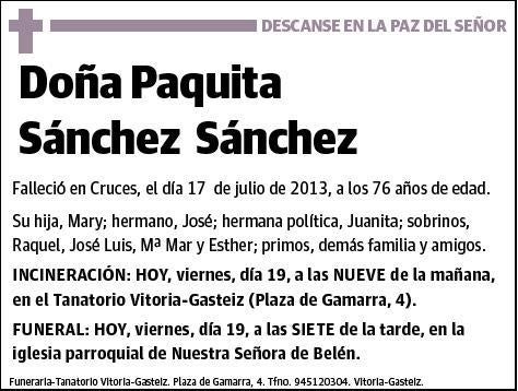 SANCHEZ SANCHEZ,PAQUITA