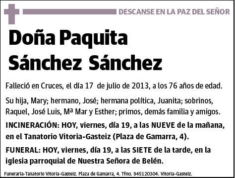 SANCHEZ SANCHEZ,PAQUITA