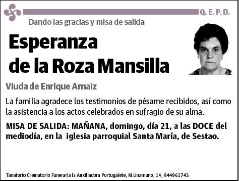 DE LA ROZA MANSILLA,ESPERANZA