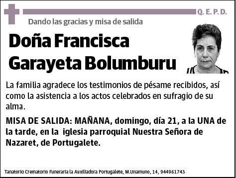 GARAYETA BOLUMBURU,FRANCISCA