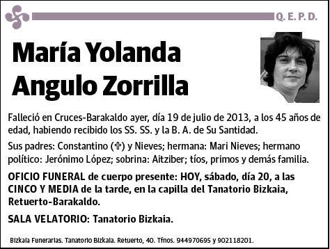 ANGULO ZORRILLA,MARIA YOLANDA