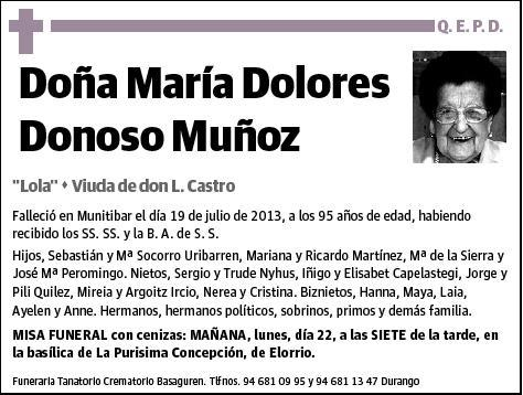 DONOSO MUÑOZ,MARIA DOLORES