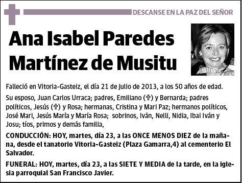 PAREDES MARTINEZ DE MUSITU,ANA ISABEL